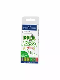 FABER-CASTELL | Pitt Artist Pen Stylo à encre de Chine, étui de 6, Lettrage, tons verts | Aucune couleur