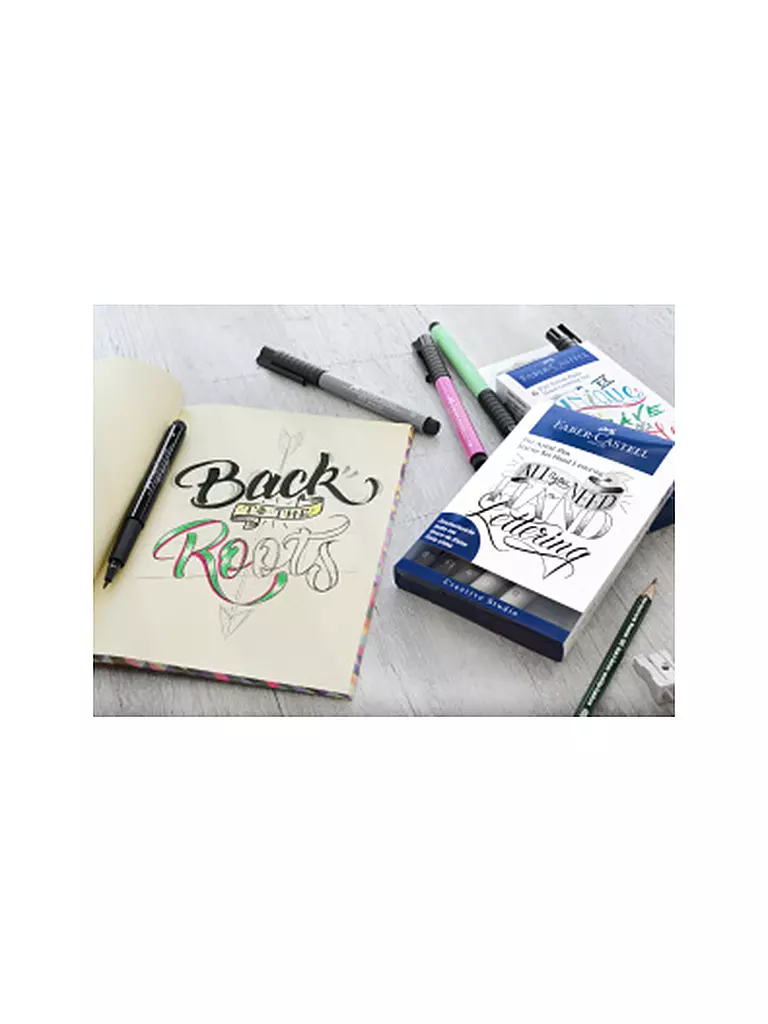 FABER-CASTELL | Pitt Artist Pen Stylo à encre de Chine, étui de 6, Lettrage, tons verts | 