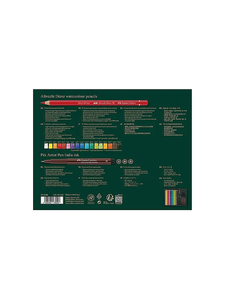 FABER-CASTELL | Set de crayons de couleur 21 pièces PITT ARTIST PEN | Vert foncé