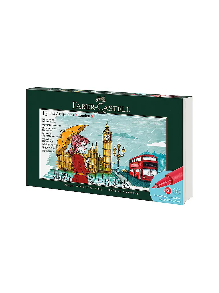 FABER-CASTELL | Set de stylos à encre de Chine 12 pièces LONDON | 