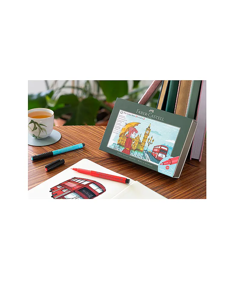 FABER-CASTELL | Set de stylos à encre de Chine 12 pièces LONDON | 