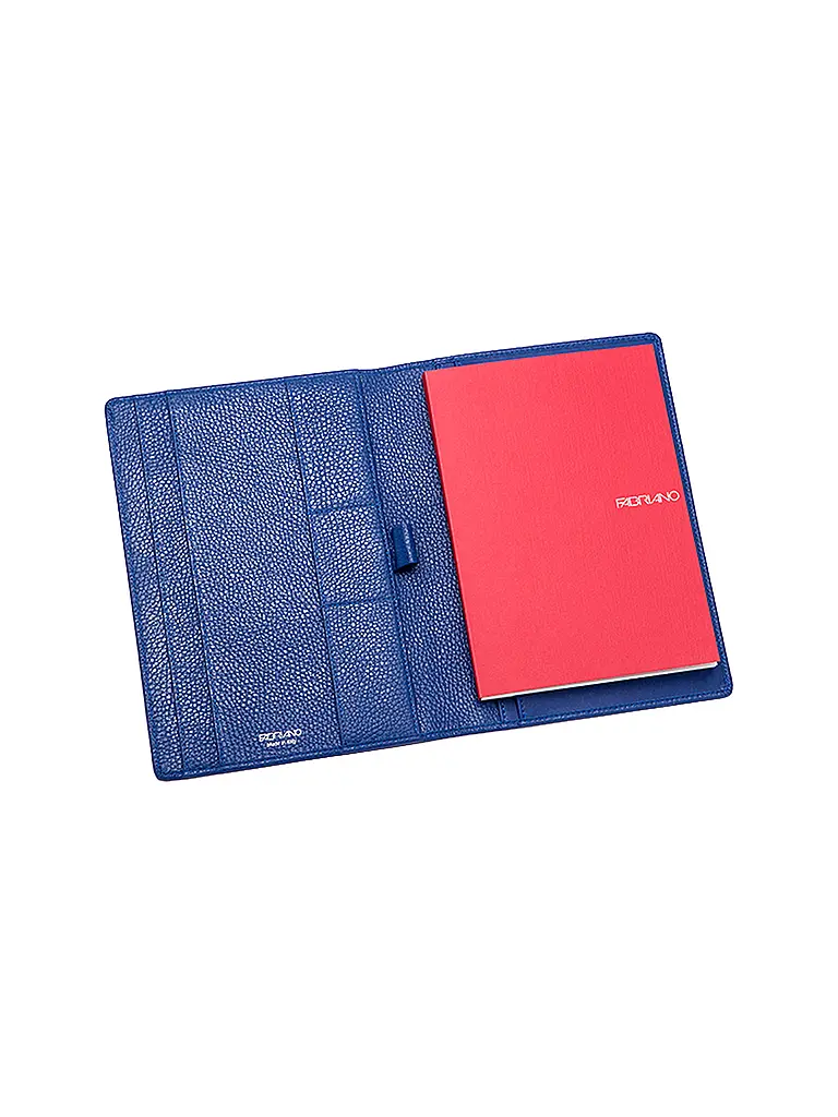FABRIANO | Porte-bloc A5 en cuir bleu | 