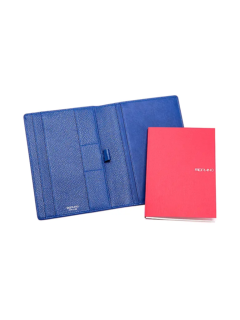 FABRIANO | Porte-bloc A5 en cuir bleu | 
