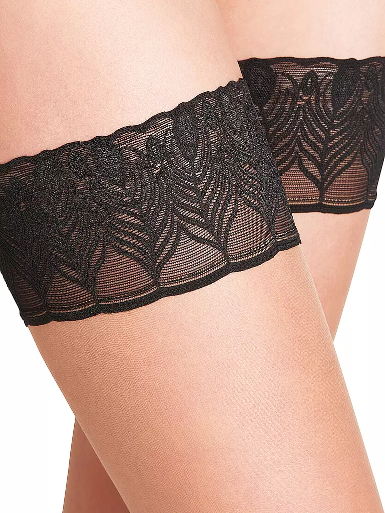 FALKE | Bas - Lunelle 8 den Stay Ups pour femmes (Poudre/Noir) | beige