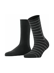 FALKE | Chaussettes sneakers Happy Stripe, lot de 2 noir | Noir