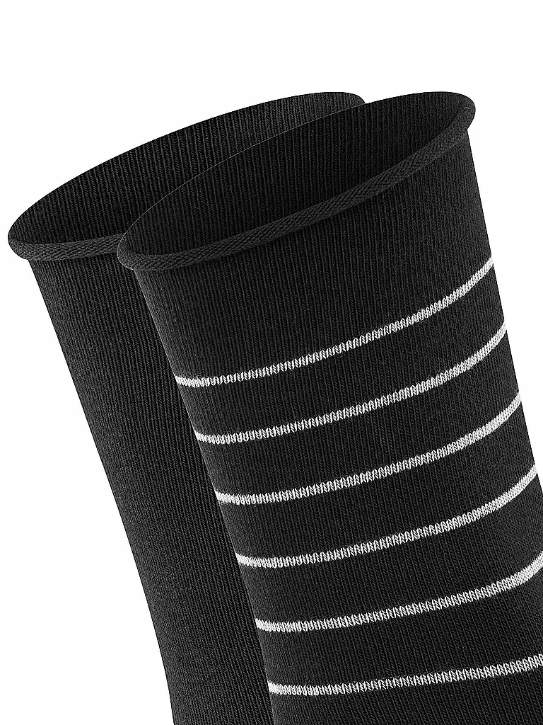 FALKE | Chaussettes sneakers Happy Stripe, lot de 2 noir | schwarz