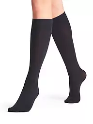 FALKE | Kneehigh Seidenglatt 40 den black | Bleu foncé