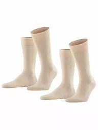 FALKE | Chaussettes, lot de 2 "Happy" (marine chiné) | Beige