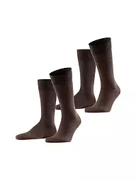 FALKE | Chaussettes, lot de 2 "Happy" (marine chiné) | Marron