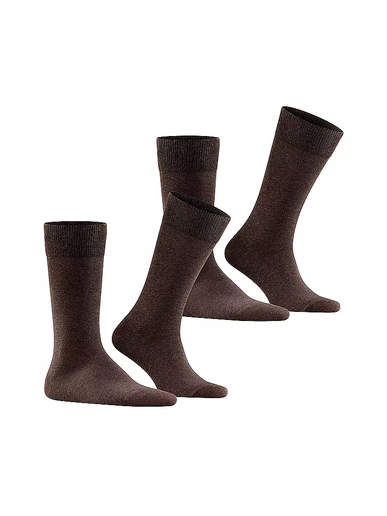 FALKE | Lot de 2 paires de chaussettes HAPPY marron foncé | braun
