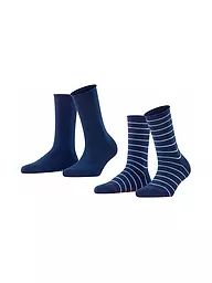 FALKE | Chaussettes sneakers Happy Stripe, lot de 2 noir | Bleu