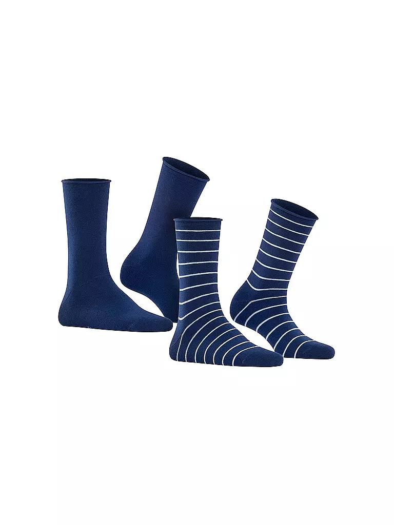 FALKE | Socquettes rayées Happy Stripe, lot de 2, bleu roi | 