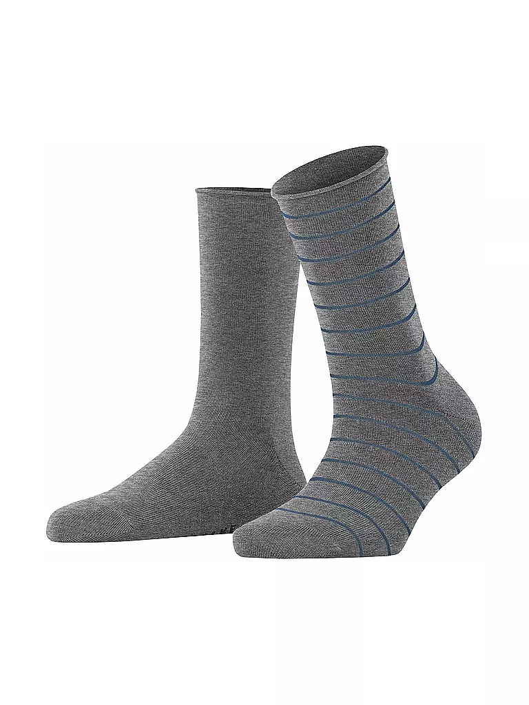 FALKE | Socquettes rayées Happy Stripe, lot de 2, gris chiné clair. | grau