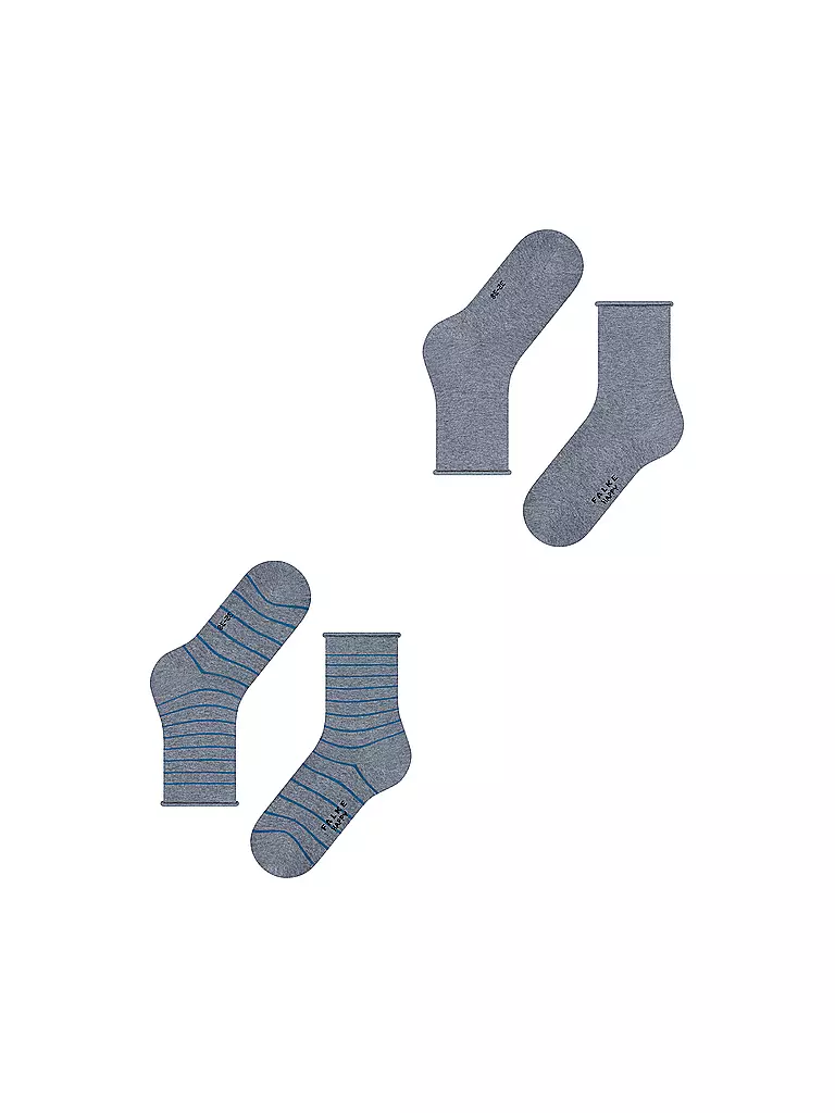 FALKE | Socquettes rayées Happy Stripe, lot de 2, gris chiné clair. | grau