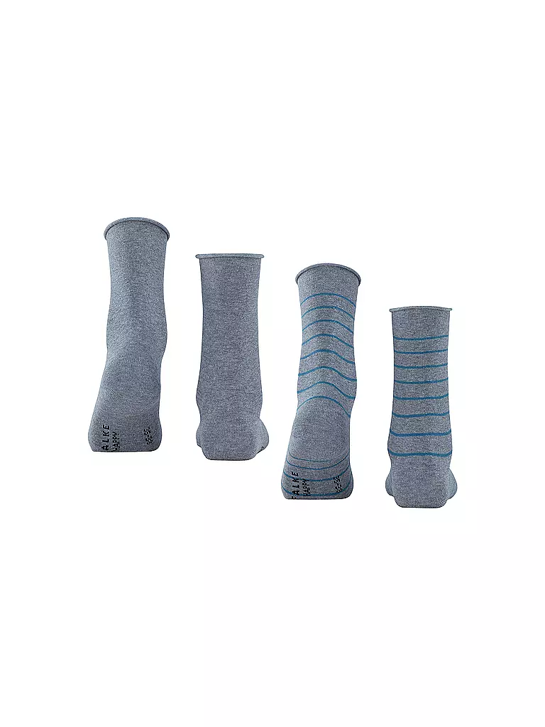FALKE | Socquettes rayées Happy Stripe, lot de 2, gris chiné clair. | grau