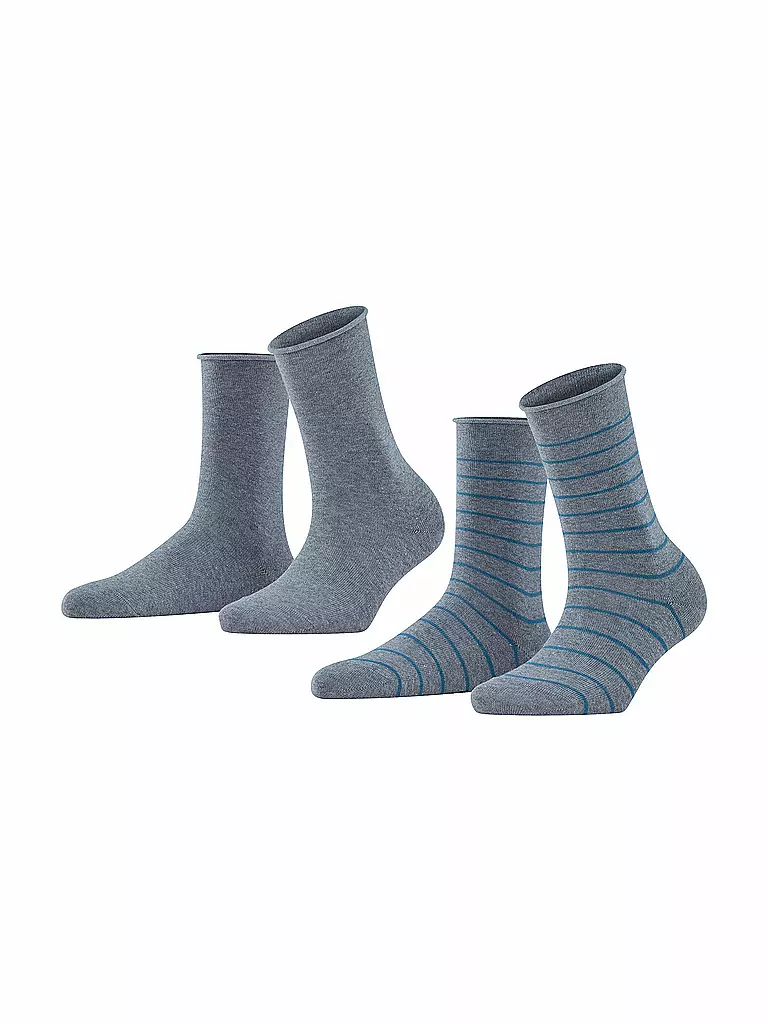 FALKE | Socquettes rayées Happy Stripe, lot de 2, gris chiné clair. | grau