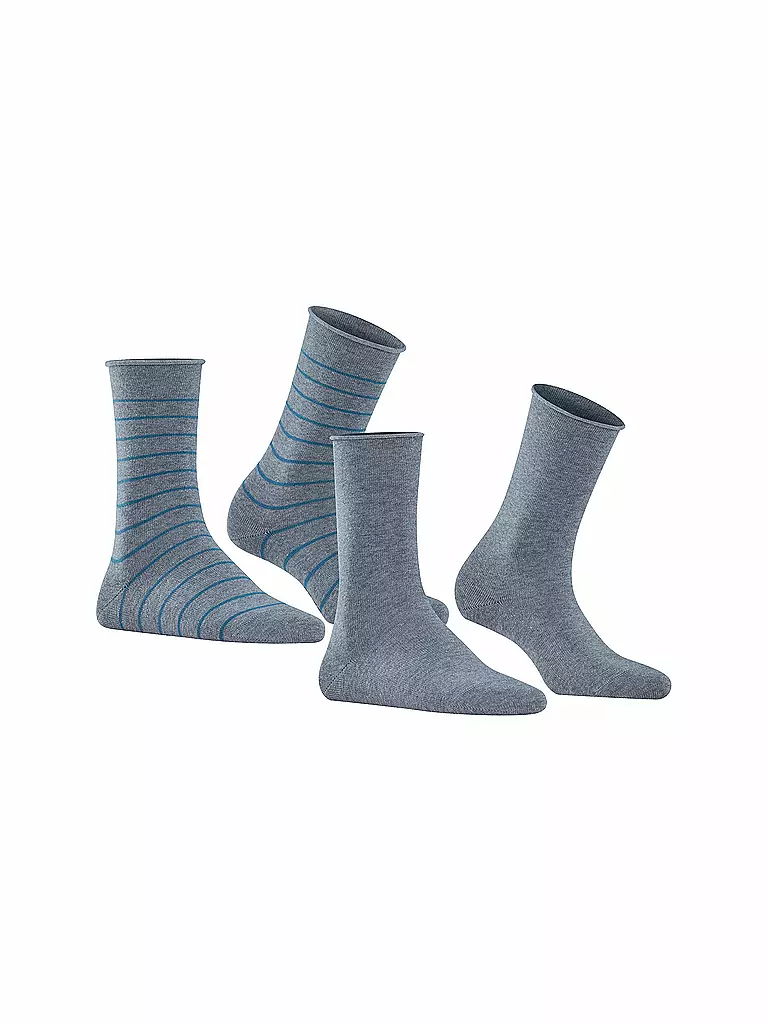 FALKE | Socquettes rayées Happy Stripe, lot de 2, gris chiné clair. | grau