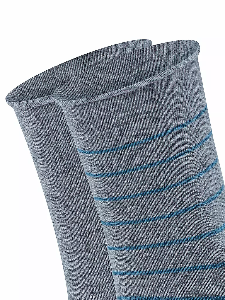 FALKE | Socquettes rayées Happy Stripe, lot de 2, gris chiné clair. | grau