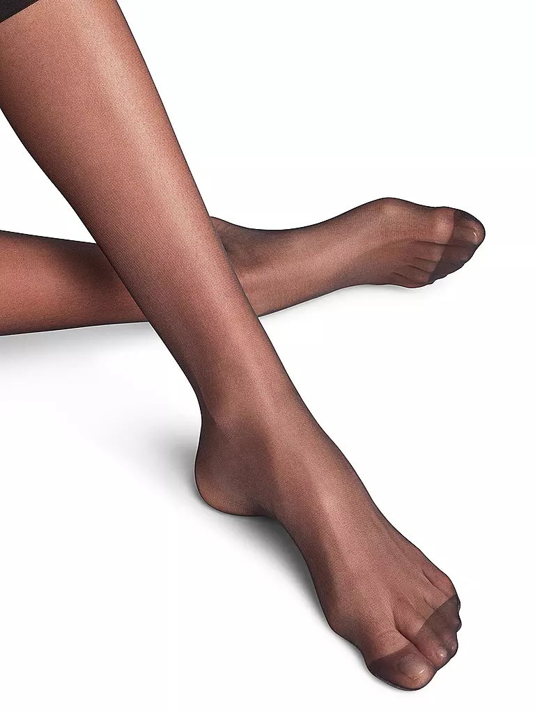 FALKE | Socquettes Seidenglatt 15 DEN noir | Noir