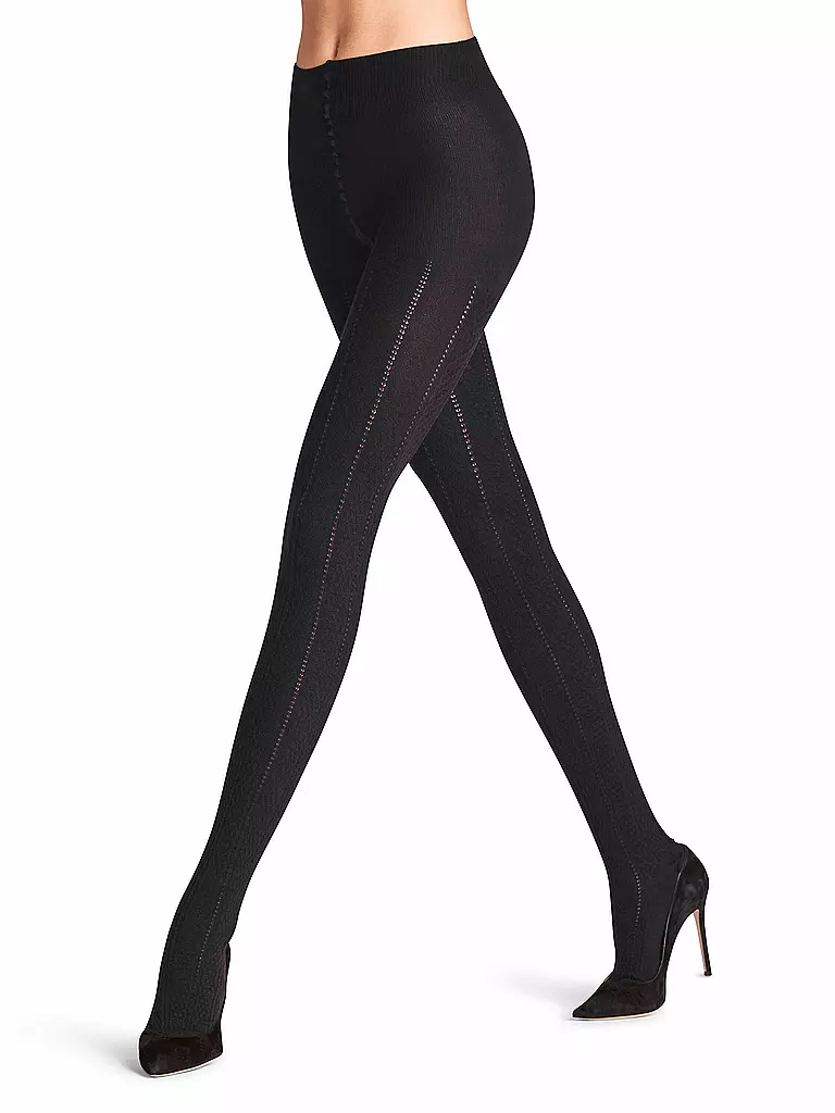 FALKE | Strickstrumpfhose NEEDLEPOINT black | Noir