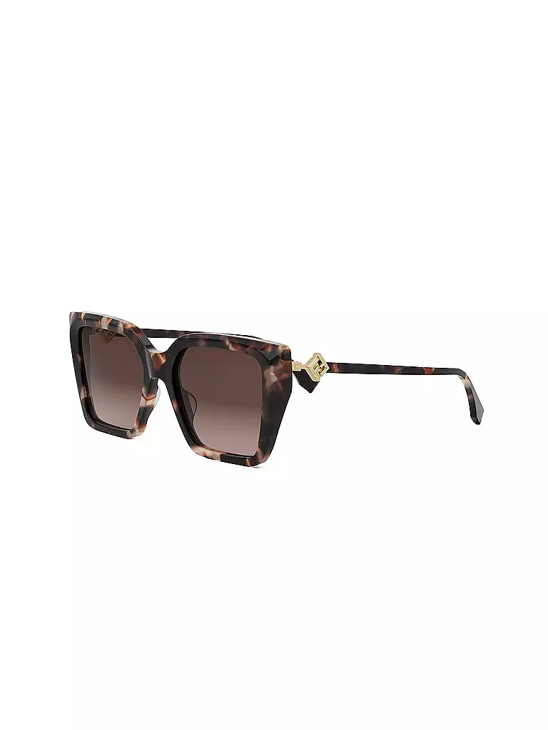FENDI | Lunettes de soleil carrées havane marron FF Diamonds | braun