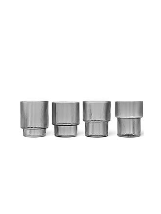 FERM LIVING | Ensemble de 4 verres RIPPLE Gris fumé