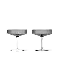 FERM LIVING | Coupes à champagne, lot de 2, RIPPLE Smoked | Gris