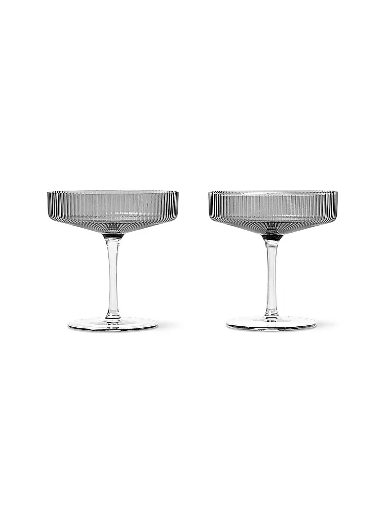 FERM LIVING | Coupes à champagne, lot de 2, RIPPLE Smoked | grau