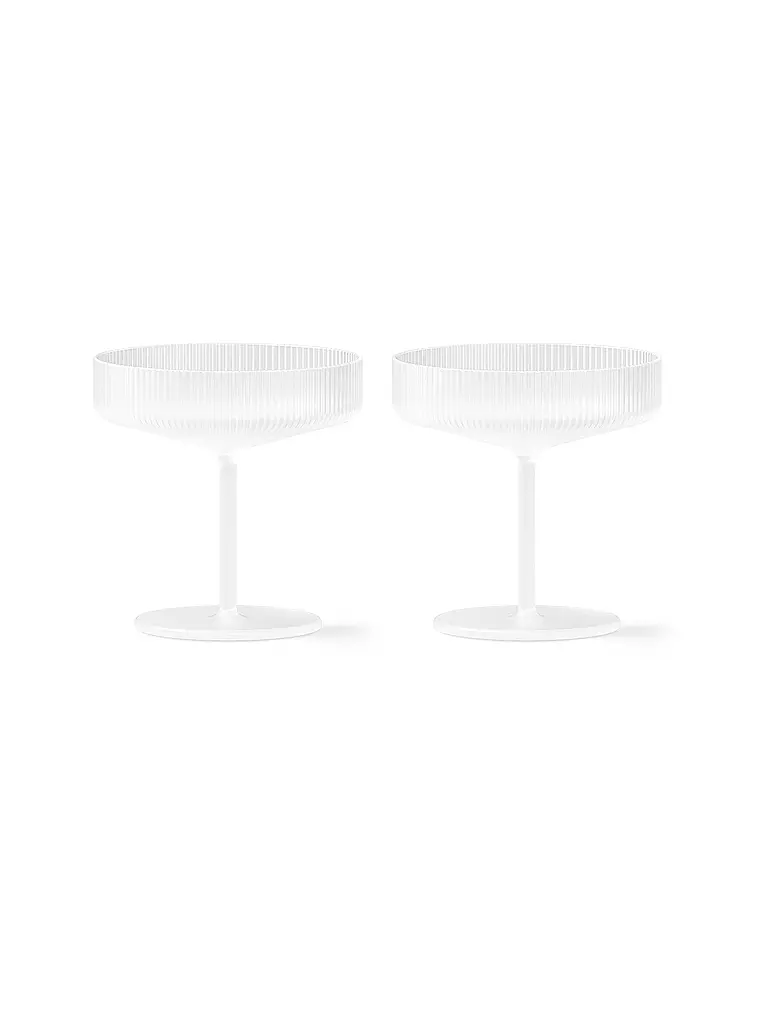 FERM LIVING | Coupes à champagne RIPPLE Forest, lot de 2 | Blanc