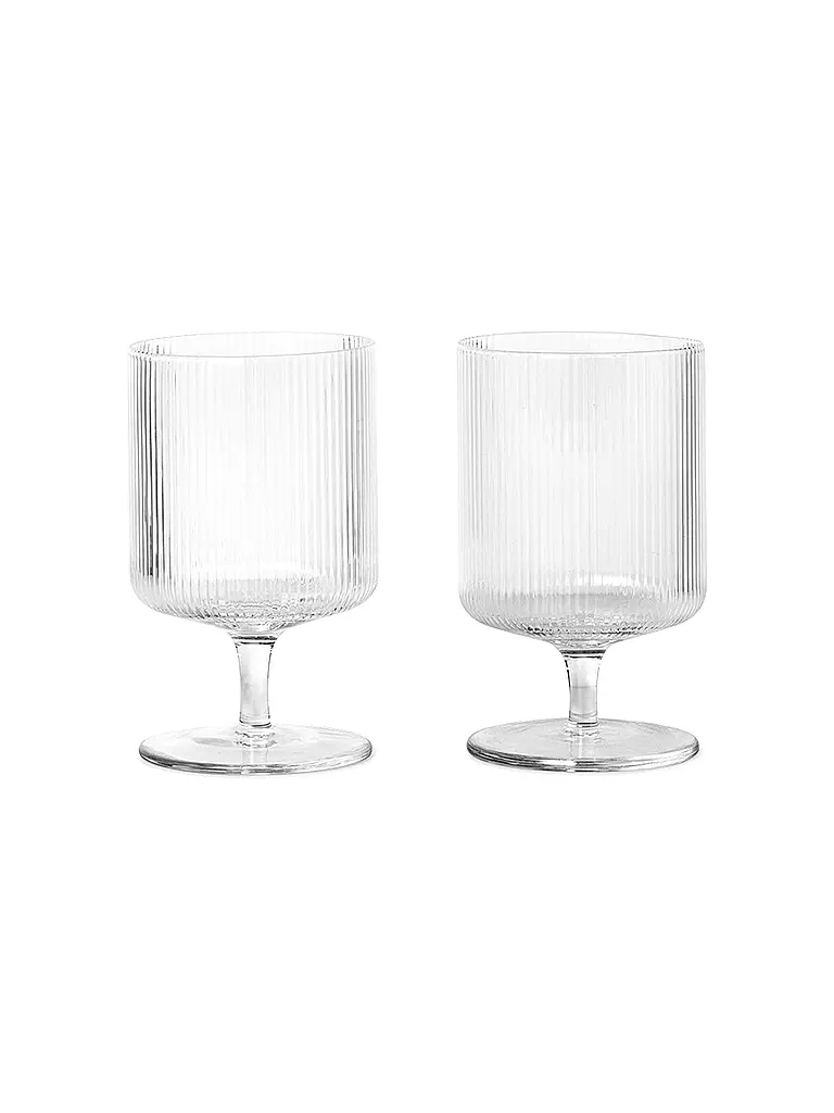 FERM LIVING | Lot de 2 verres à vin RIPPLE | Transparent