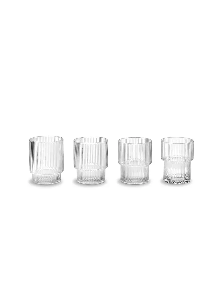 FERM LIVING | Lot de 4 verres à boire RIPPLE | Transparent