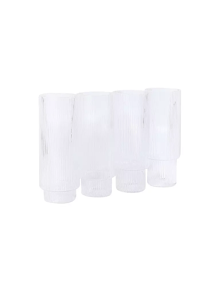 FERM LIVING | Lot de 4 verres à long drink RIPPLE | Transparent