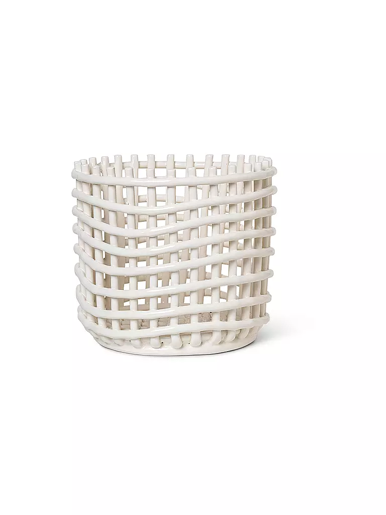 FERM LIVING | Panier de rangement en céramique Large Off White | Blanc