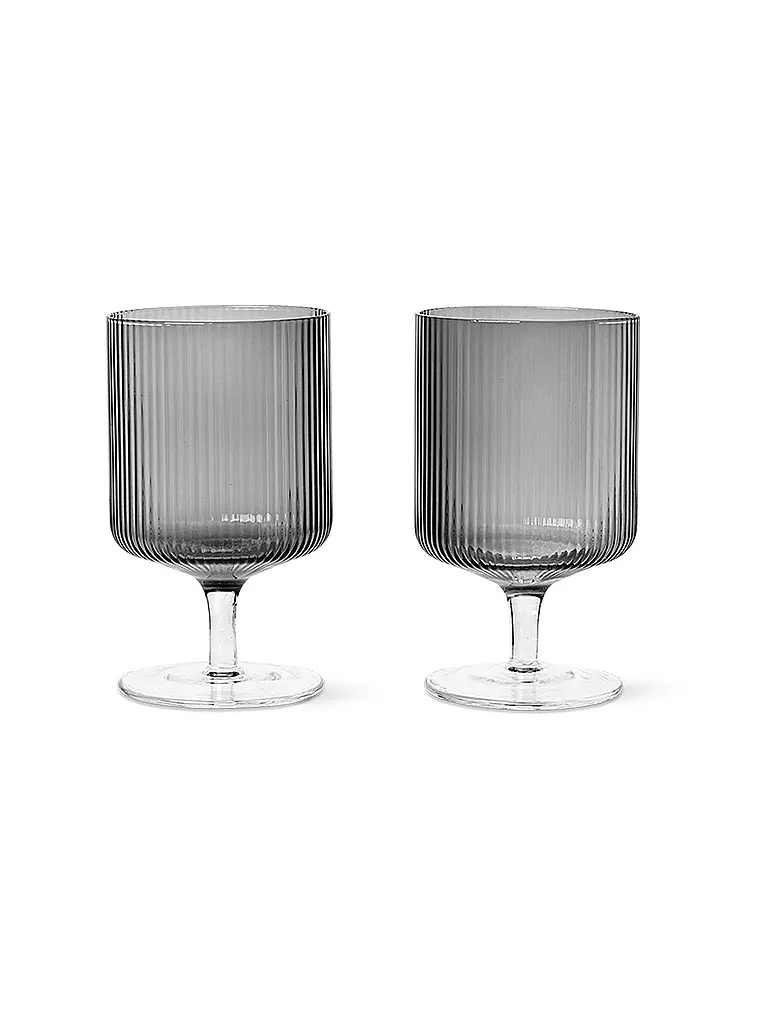 FERM LIVING | Set de 2 verres à vin Ripple Clear | Gris