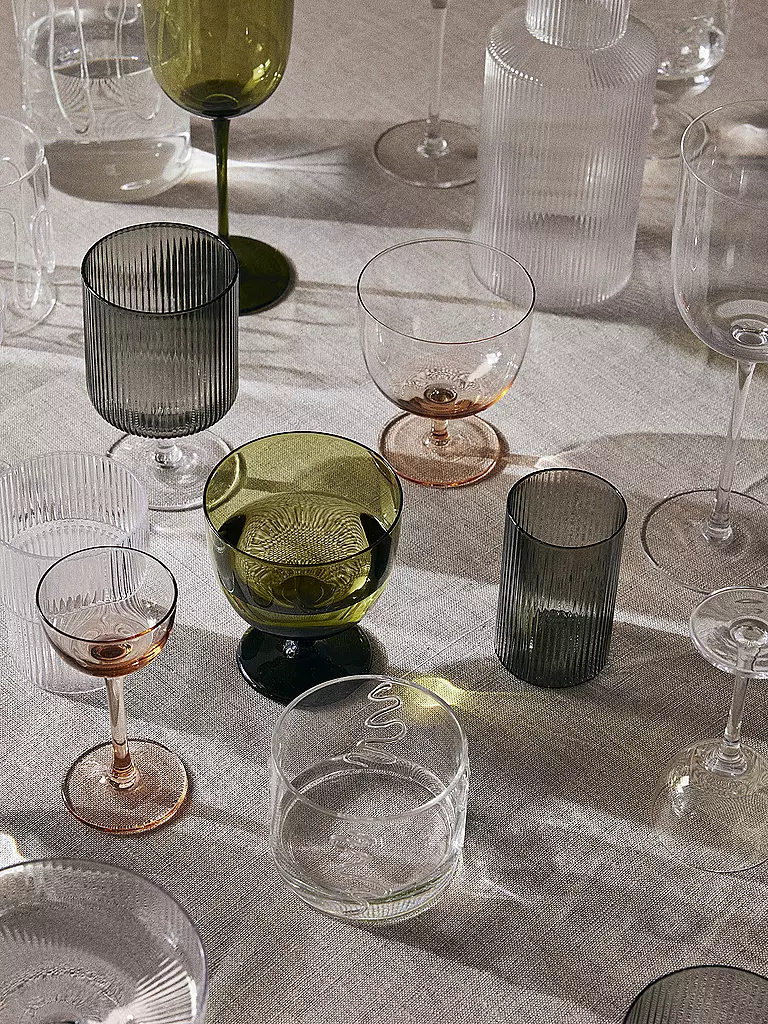 FERM LIVING | Set de 2 verres à vin Ripple Clear | Gris