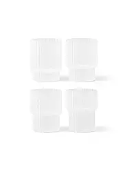 FERM LIVING | Set de 4 verres à boire RIPPLE Frosted | Blanc