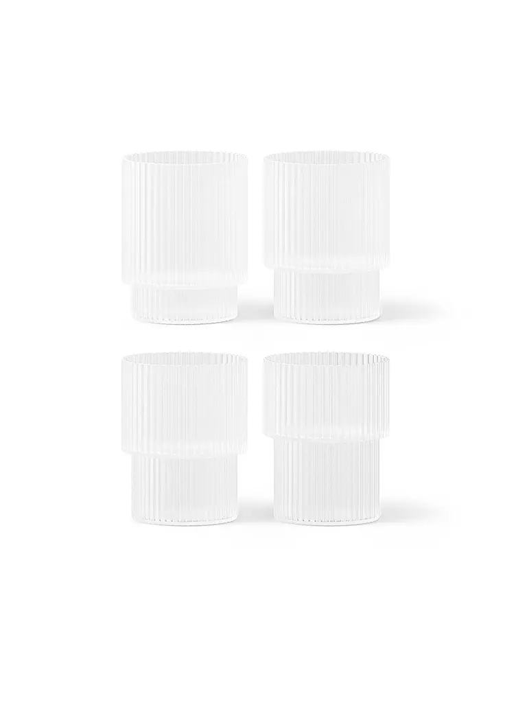 FERM LIVING | Set de 4 verres à boire RIPPLE Frosted | Blanc