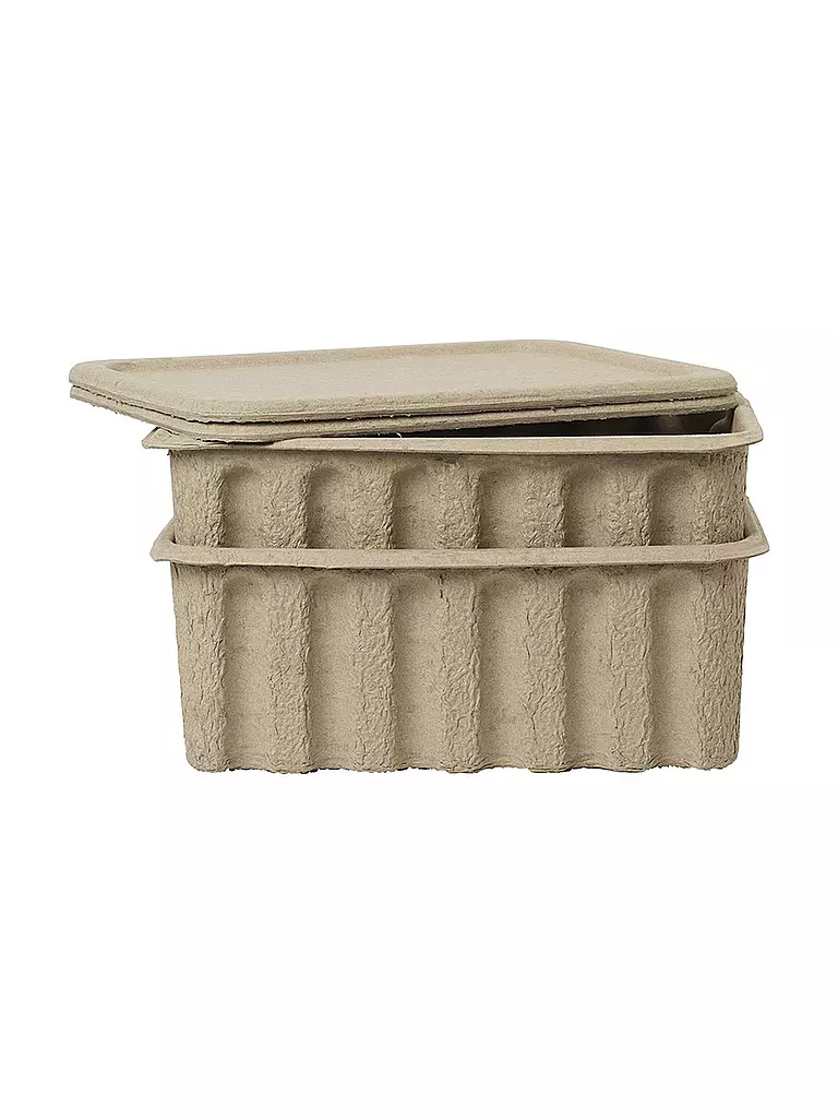 FERM LIVING | Set de boîtes de rangement en pâte à papier grand modèle, 2 pièces | Marron clair