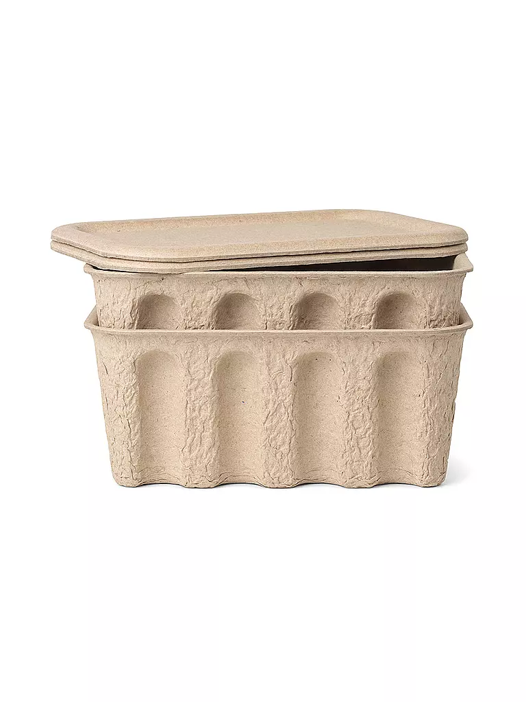 FERM LIVING | Set de boîtes de rangement Paper Pulp Small 2 pièces | Marron clair
