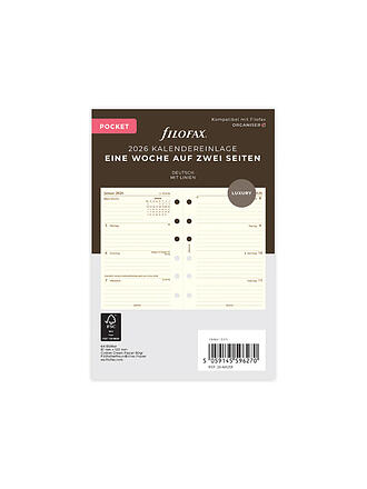 FILOFAX | Recharge d'agenda Pocket Semaine 2026 Allemand