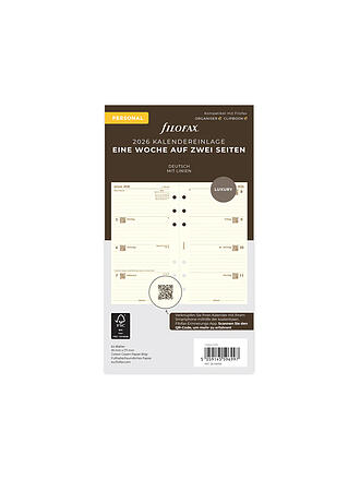 FILOFAX | Recharge d'agenda Semaine Allemand Personal 2026