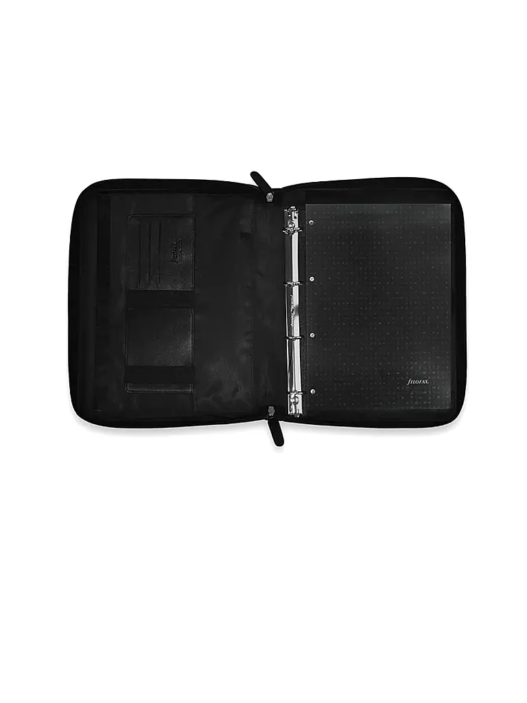 FILOFAX | Classeur A4 en cuir nappa avec fermeture éclair et anneaux amovibles Noir | Noir