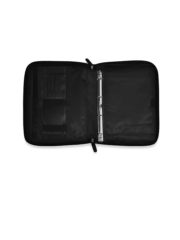 FILOFAX | Classeur A4 en cuir nappa avec fermeture éclair et anneaux amovibles Noir |