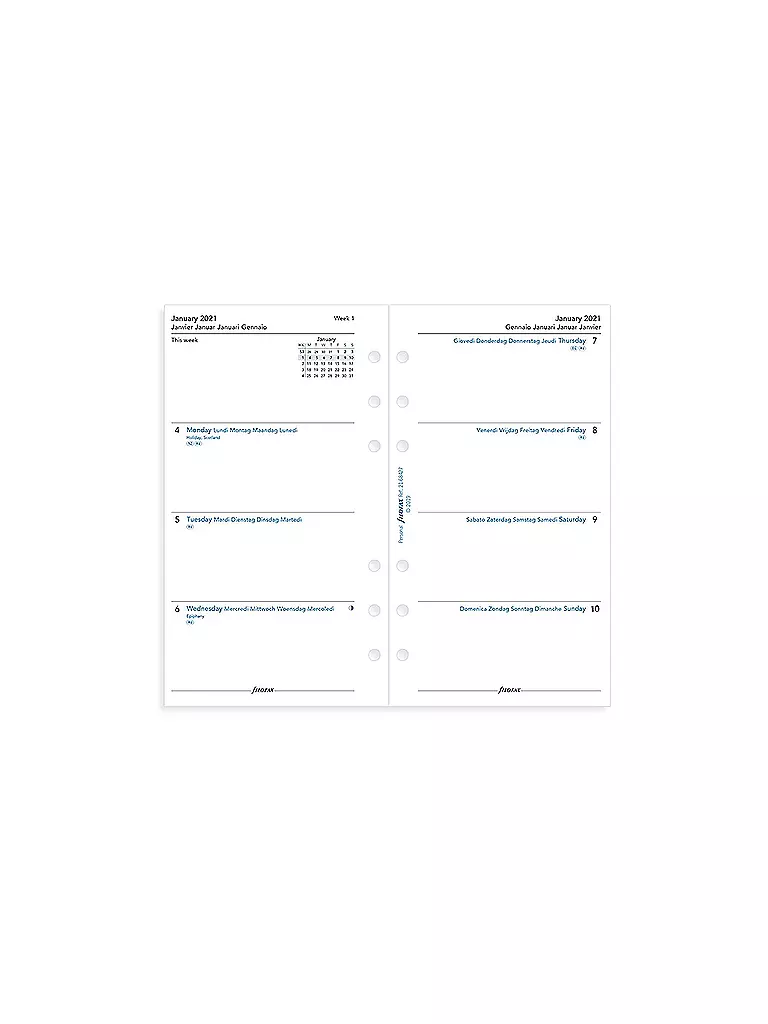 FILOFAX | Organiseur personnel compact Saffiano zippé noir 2021 | 