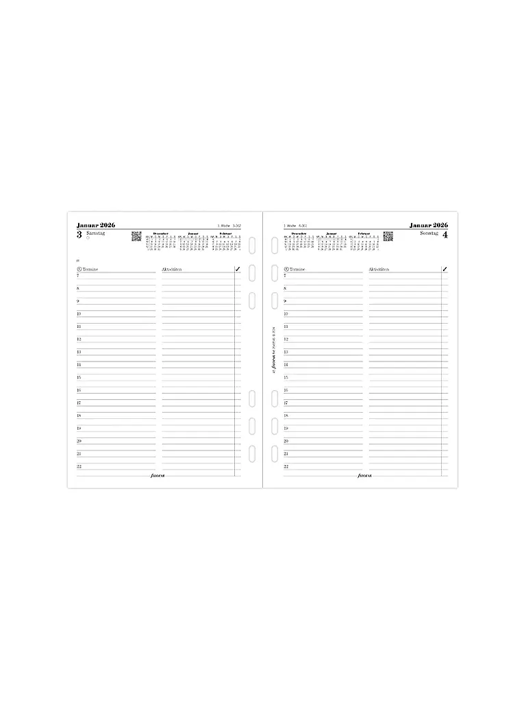 FILOFAX | Recharge d'agenda Jour en allemand A5 Multifit 2026 | Blanc