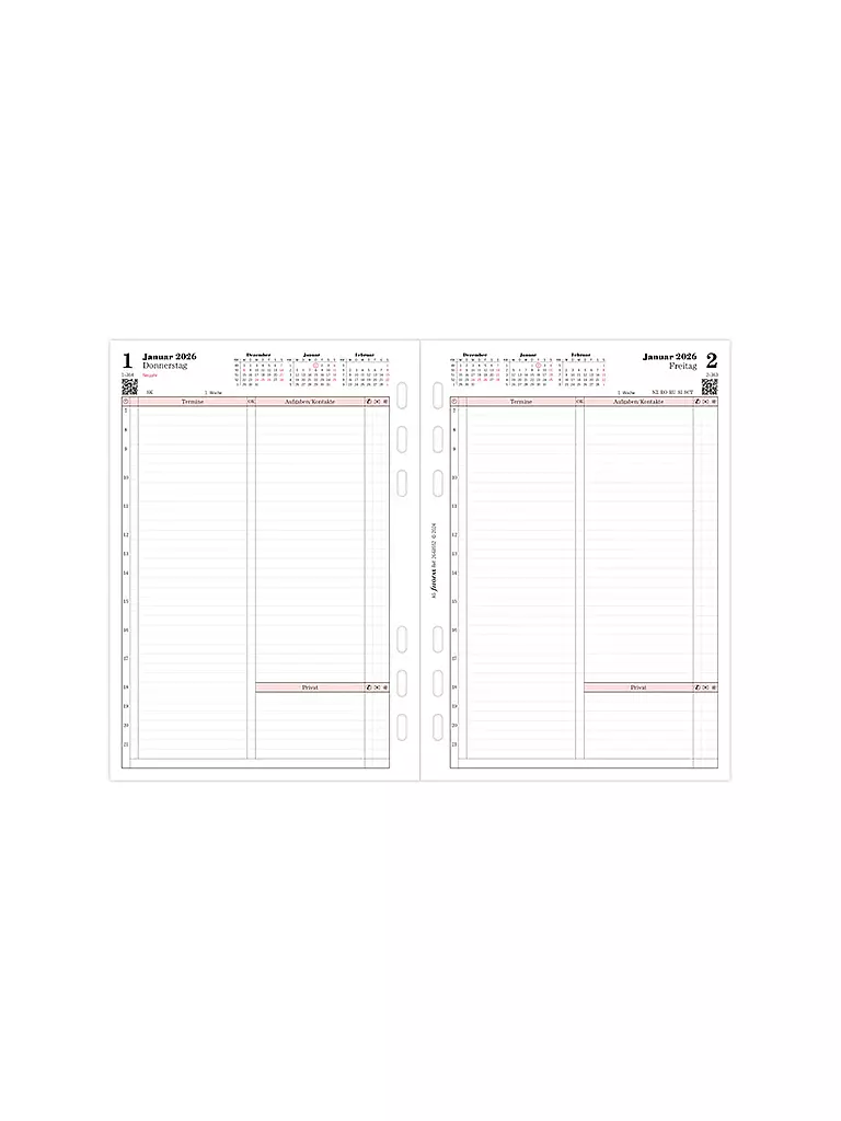 FILOFAX | Recharge d'agenda Jour Professional allemand A5 2026 | weiss