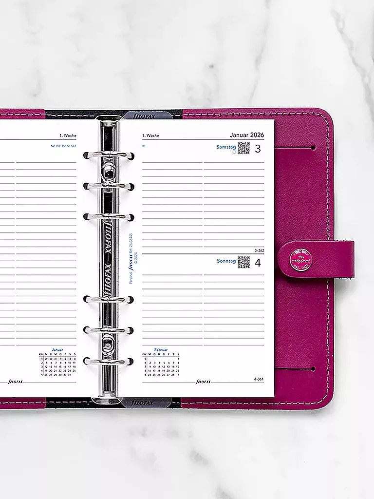 FILOFAX | Recharge d'agenda Journalier Allemand Personal 2026 | Blanc