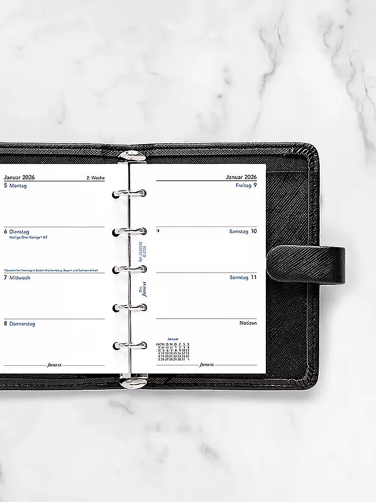 FILOFAX | Recharge d'agenda Mini Semaine Allemand 2026 | Blanc