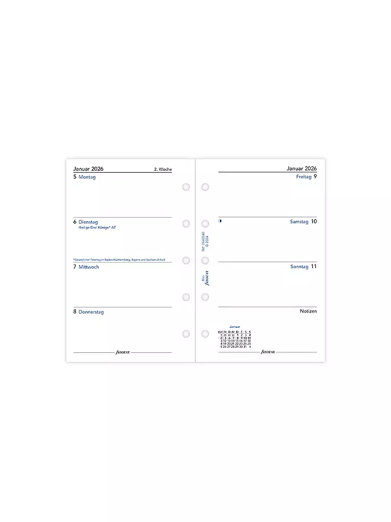FILOFAX | Recharge d'agenda Mini Semaine Allemand 2026 | 