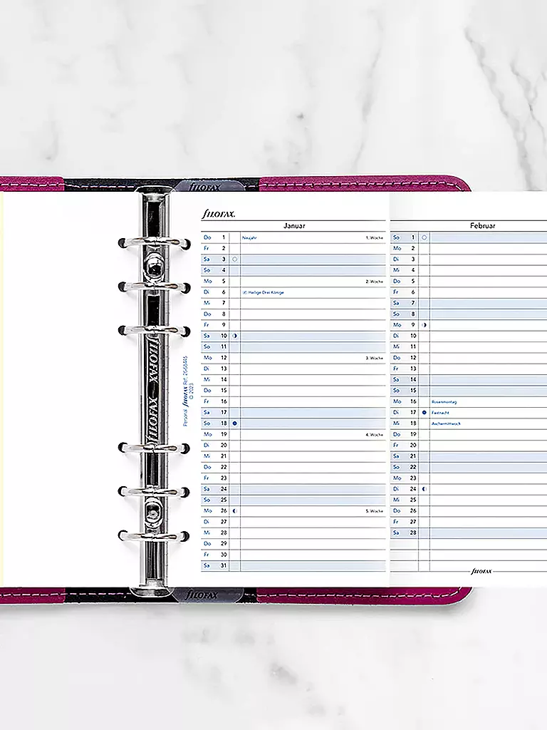 FILOFAX | Recharge d'agenda Planificateur annuel Allemand Personal 2026 | Blanc